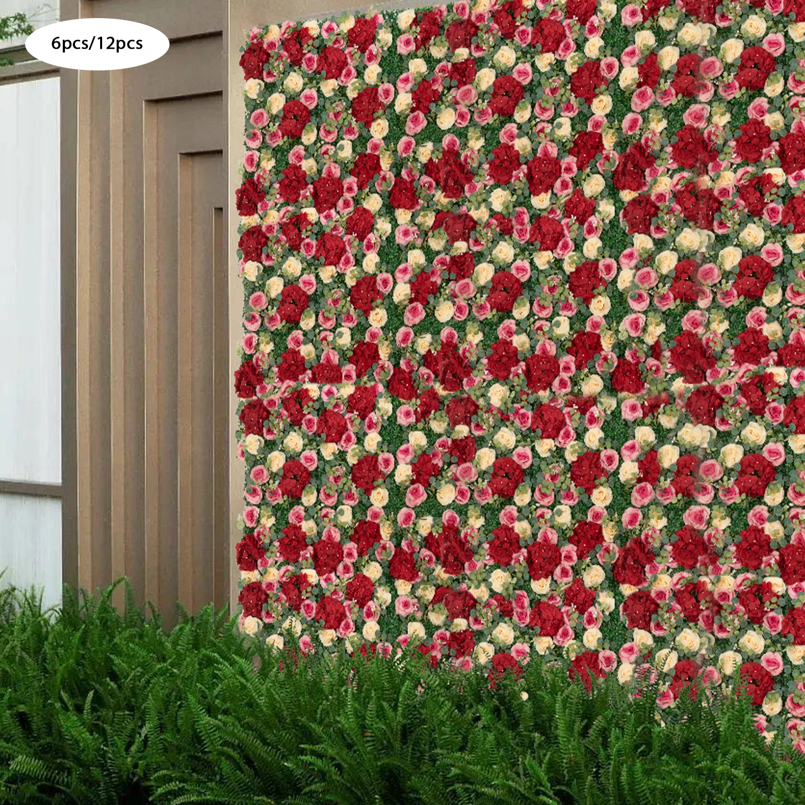 

6/12 шт. Искусственные цветочные панели для стен, цветочные маты, декор из шелковых роз, 3D-панели для украшения стен на свадьбу или в дом.