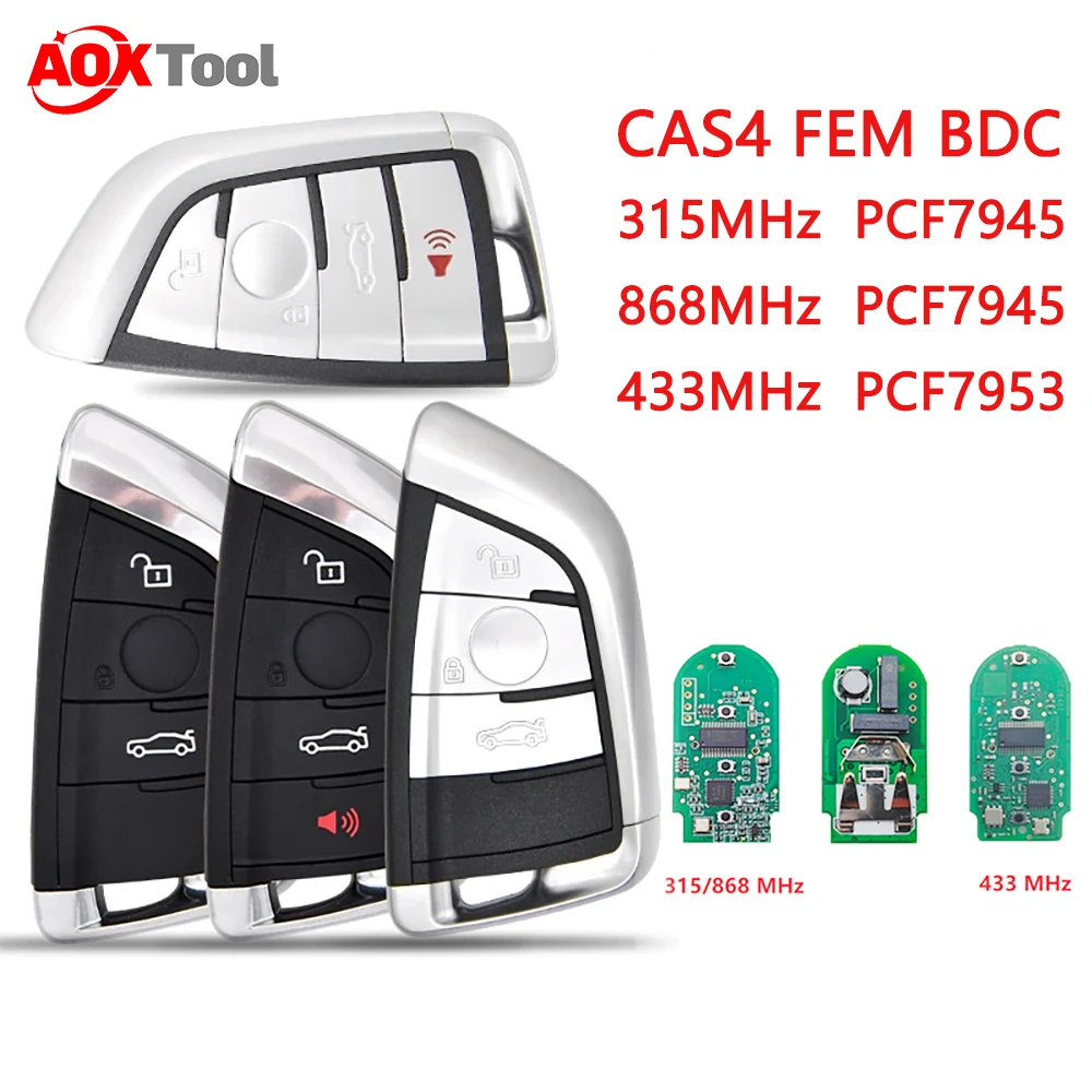 Remoto chave para BMW, BMW CAS4, 433 PCF7953 315/868 MHz, PCF7945 CAS4, CAS + FEM BDC, F15, F20, YGOHUF5662, NBGIDGNG1