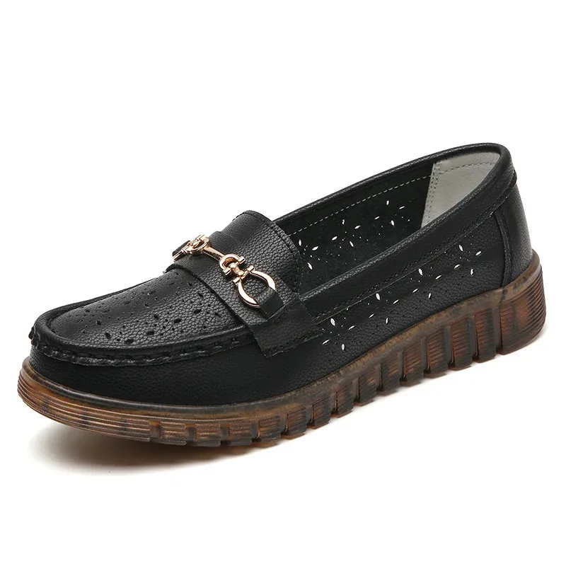 

Women'S Leather New Leisure Sports Light Breathable Non-Slip Spring And Summer Large Size Single Shoes Loafer Women'S Shoes
