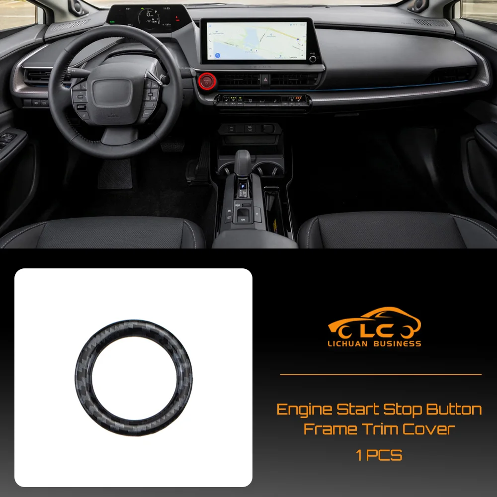 

1pc Engine Start Stop Button Frame Trim Cover ABS Carbon Fiber Color for Toyota Prius 2023 2024