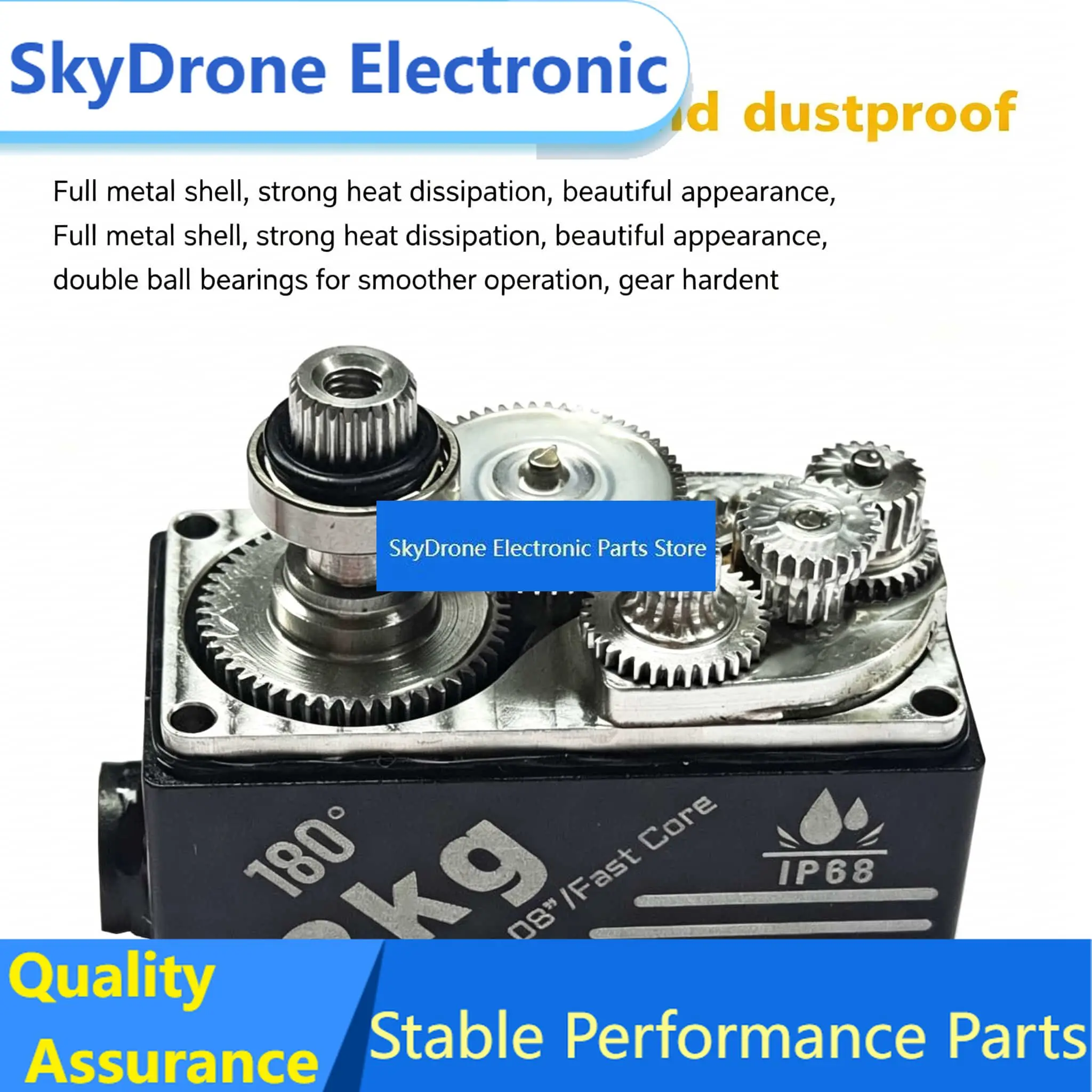 SkyDEl12KG High Torque Metal Gear Waterproof Digital Short Servo 7.4V HV 180° Low Profile Servo For 1/10 RC Drift Touring Car