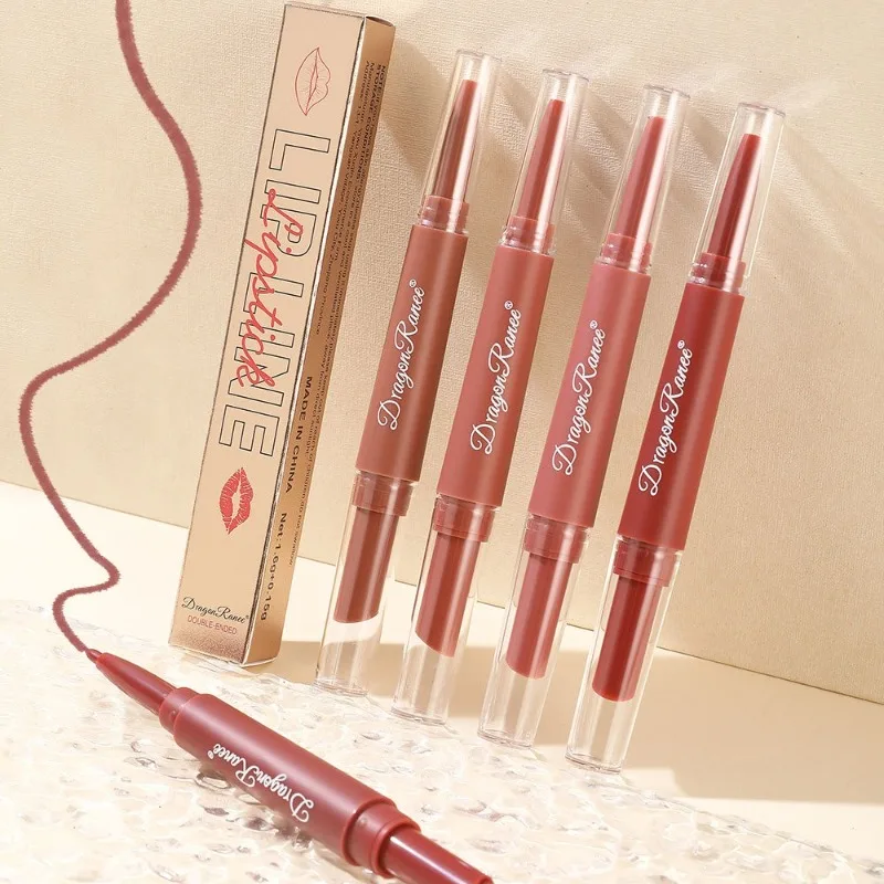 2 in 1 Lip Liner and Lipstick Pen Easy To Color Waterproof Long Lasting Red Nude Matte Lip Liner for Daily Outline Stick Makeup