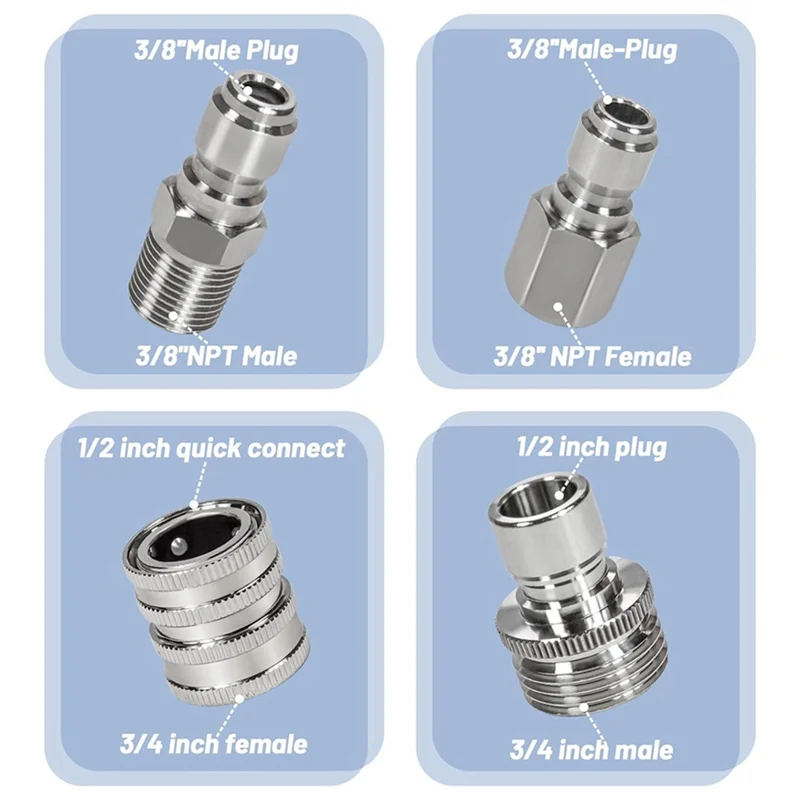 AB41-10Pack Pressure Washer Quick Connect Fittings, M22-14Mm Swivel To 3/8Inch Quick Connect Kit Easy Install