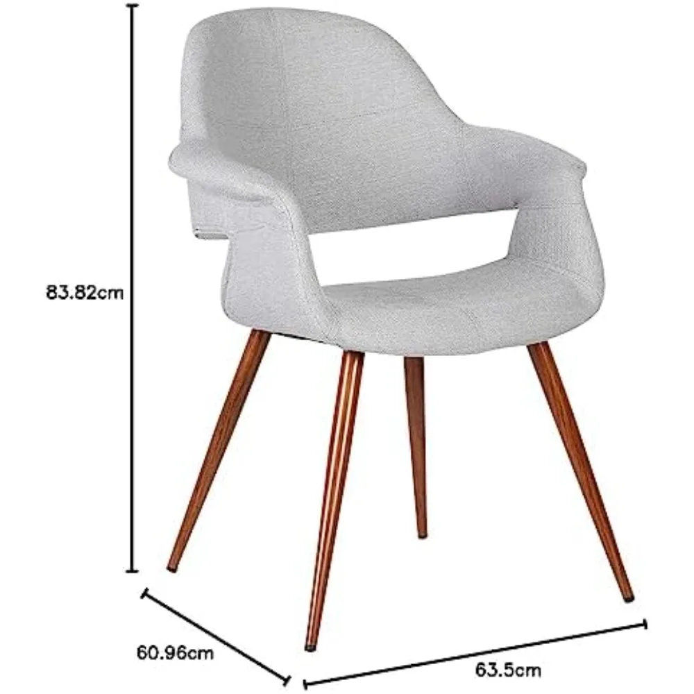 كرسي فيبي حديث من القماش الرمادي في منتصف القرن مع لمسة نهائية من خشب الجوز لتناول الطعام أو المطبخ أو الاستخدام المكتبي #3