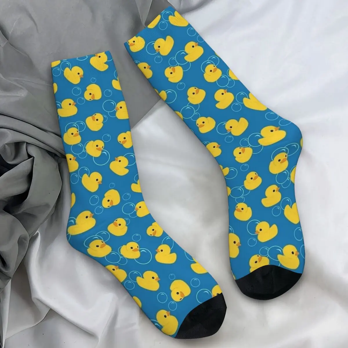 Cute Yellow Bath Duck Socks Rubber Duck Harajuku Stockings Unisex Men Quality Sports Socks Spring Graphic Anti Slip Socks