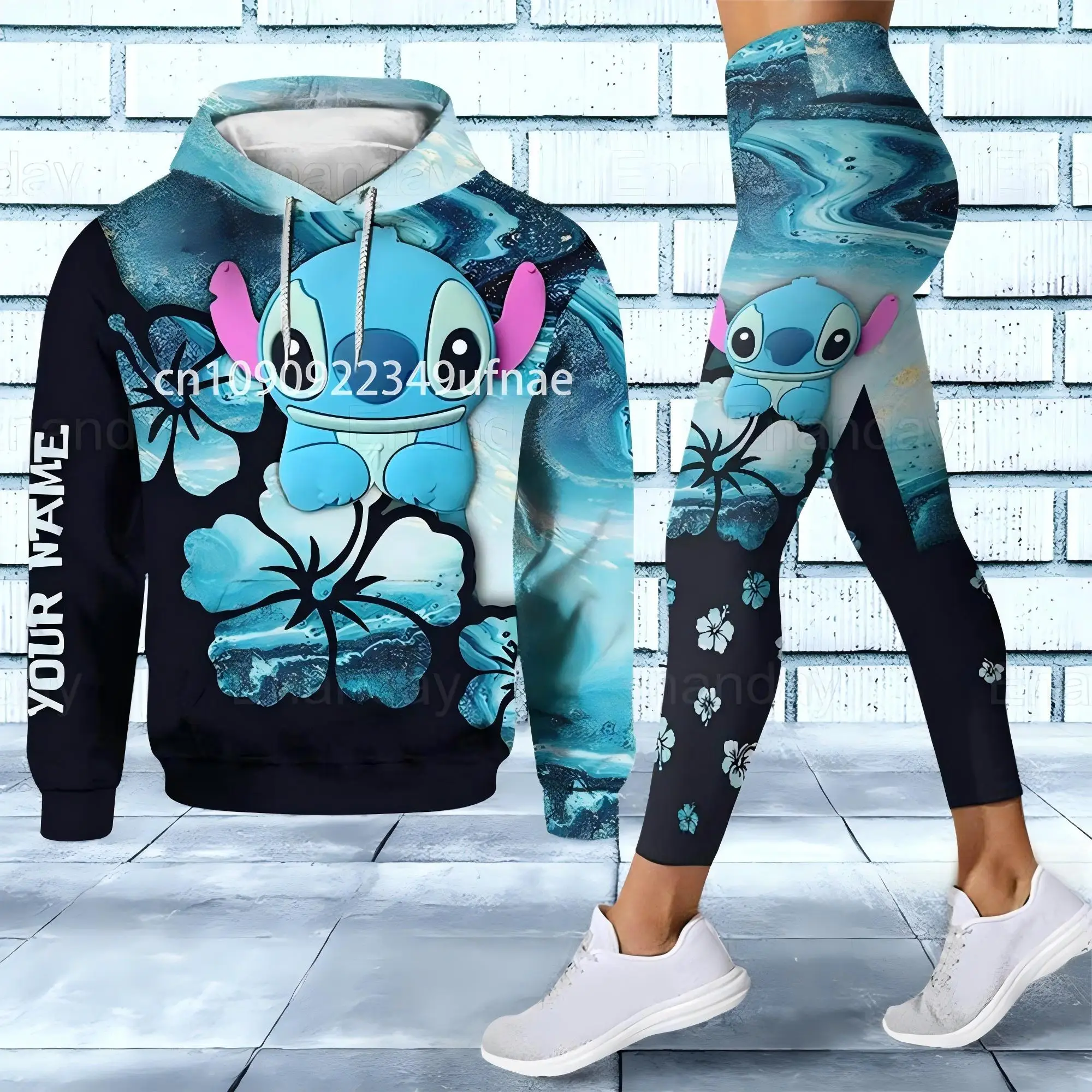 Personalized Disney Mickey Mouse Minnie 3D Women's Hoodie and Leggings Suit Minnie Yoga Pants Sweatpants Fashion Sports Suit Set