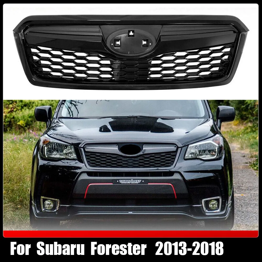 

Gloss Black ABS Sti Style Front Grill Mesh Kit Upper Bumper Grille Racing Grills For Subaru Forester 2013-2018