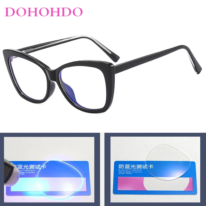 Trendy Big Frame Cat Eye TR90 Anti-blue Glasses Women Men Vintage Classic Optical Spectacles Computer Glasses For Gaming Unisex