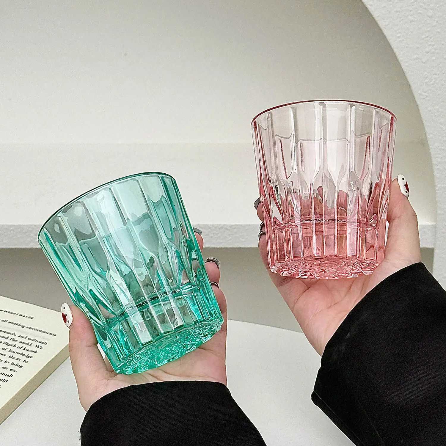 xury Lead-Free Starburst Crystal Glass, Multi Color Star Cut Cup, Iced Coffee Americano Whiskey Glass, Aesthetic Gift