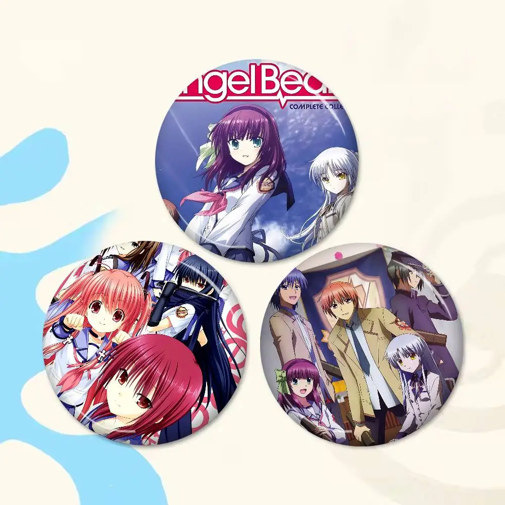 Angel Beats CARTOON Tinplate Pin Button Custom Anime Role Old-school Brooch Cartoon Collar Badge Jewelry Gift Fans