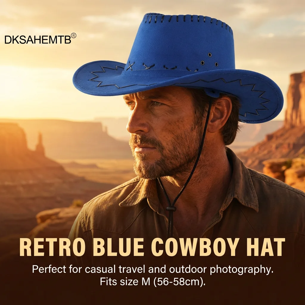 

Trendy Western Cowboy Hat Sun Protection Vintage Style Outdoor Travel Photography Hat Cycling Fishing Hiking Sunshade Caps