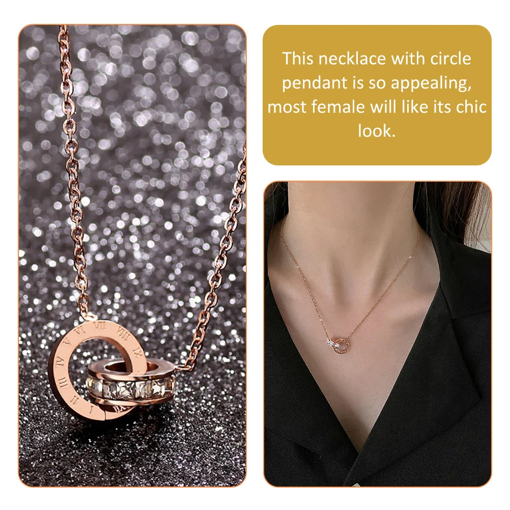 

Interlocking Circle Necklace Roman Numbers Wedding Birthday Elegant Accessory Interlocking Circle Necklace Necklaces Aesthetic