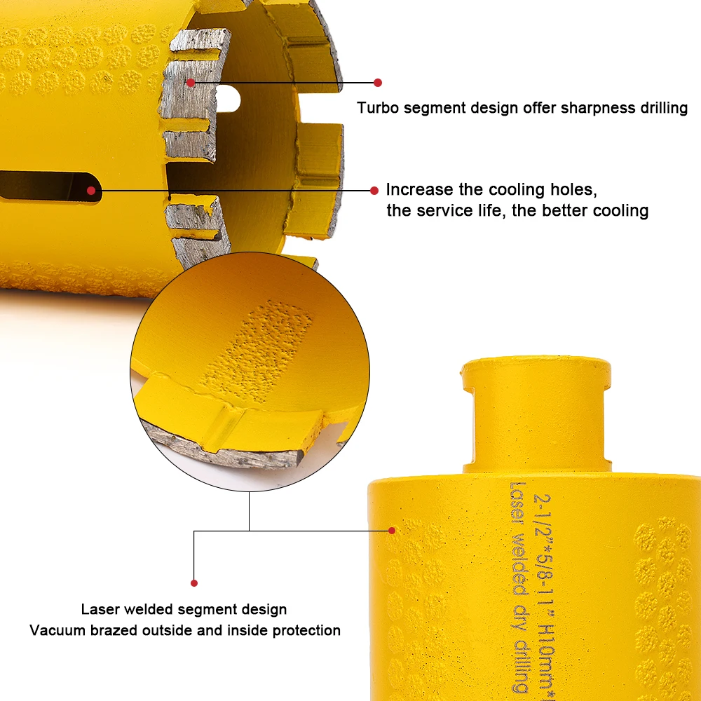 D25mm-50mm dengan Arbor 5/8-11 "Laser lasan berlian inti kering Gergaji lubang berlian untuk pengeboran batu, ubin dan beton