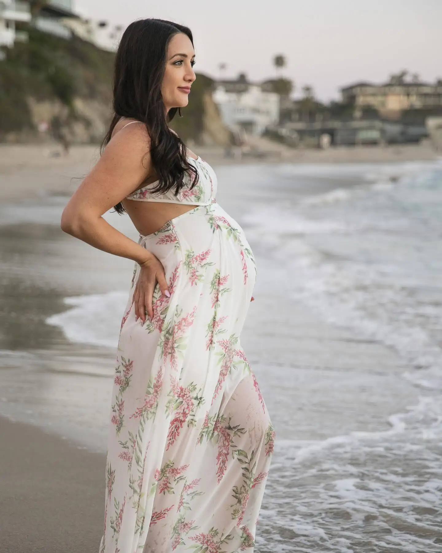

Maternity Dresses Photoshoot Summer off Shoulder Floral Print Chiffon Pregnancy Photography Clothes Beach vestidos Baby Shower
