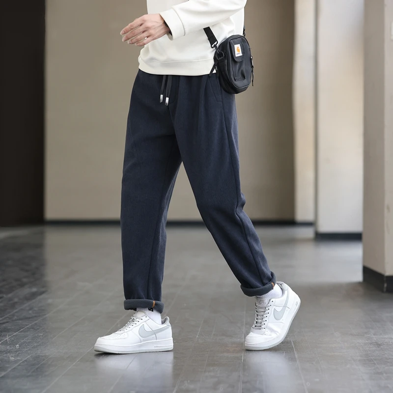 

Men's Corduroy Pants for Winter Autumn Anti-Pilling Anti-Static Antibacterial Elastic Waist with Drawstring Black Gray Khaki