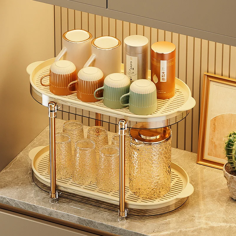 

Стеллаж для слива, стеллаж для хранения, бытовой двухуровневый держатель для чашек, кухонный поднос для слива, полка для хранения чашек, стеллаж для хранения косметики