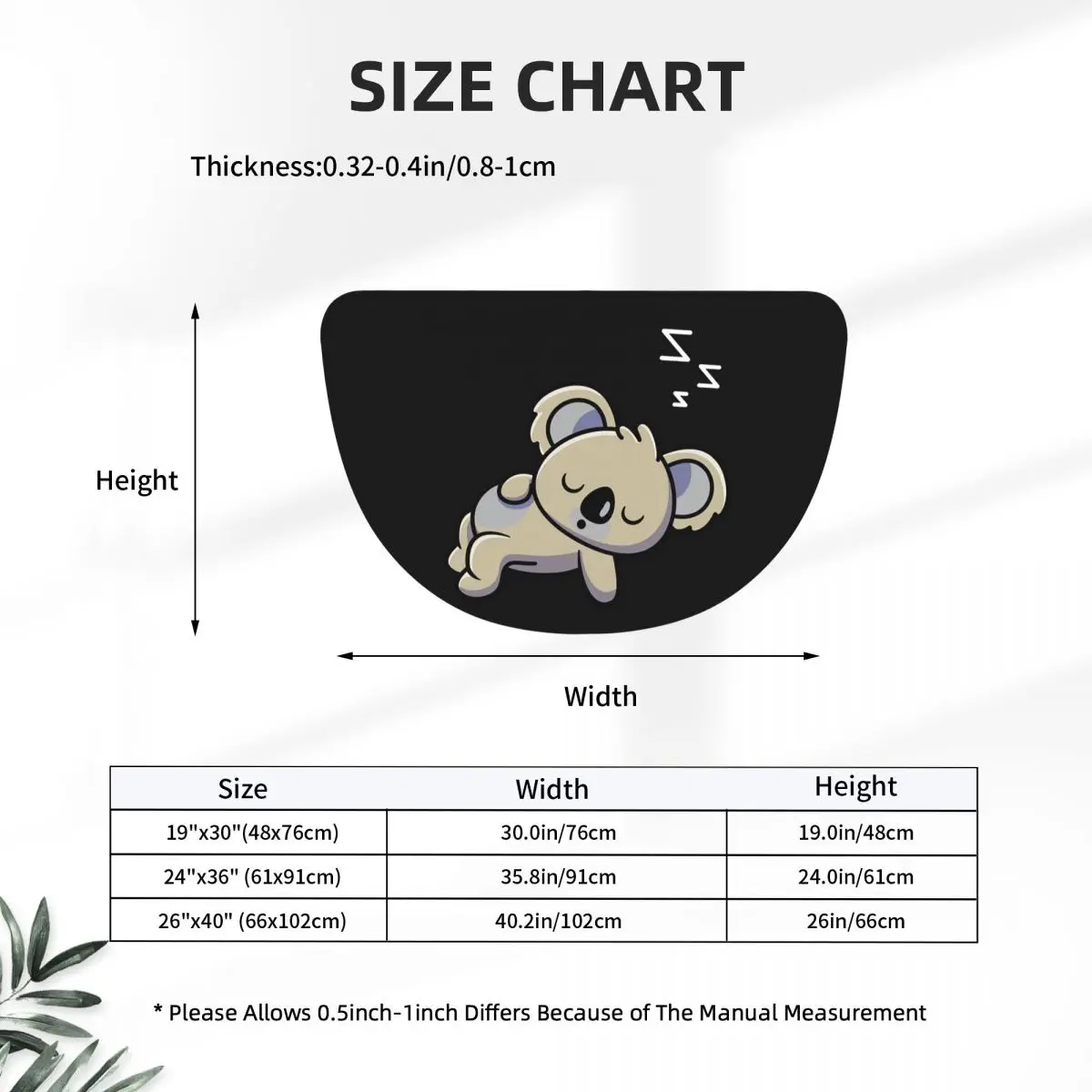 Cute Baby Koala Sleeping Good Night Soft Flannel Half Round Doormat Non Slip Bathroom Mat Absorbent Floor Carpet for Living Room