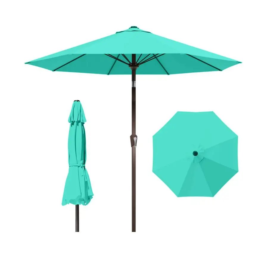 

10FT Patio Umbrella Outdoor Market Umbrella with Crank and Tilt, 8 Flexible Fiberglass Ribs, UVResistant Waterproof Canopy for P