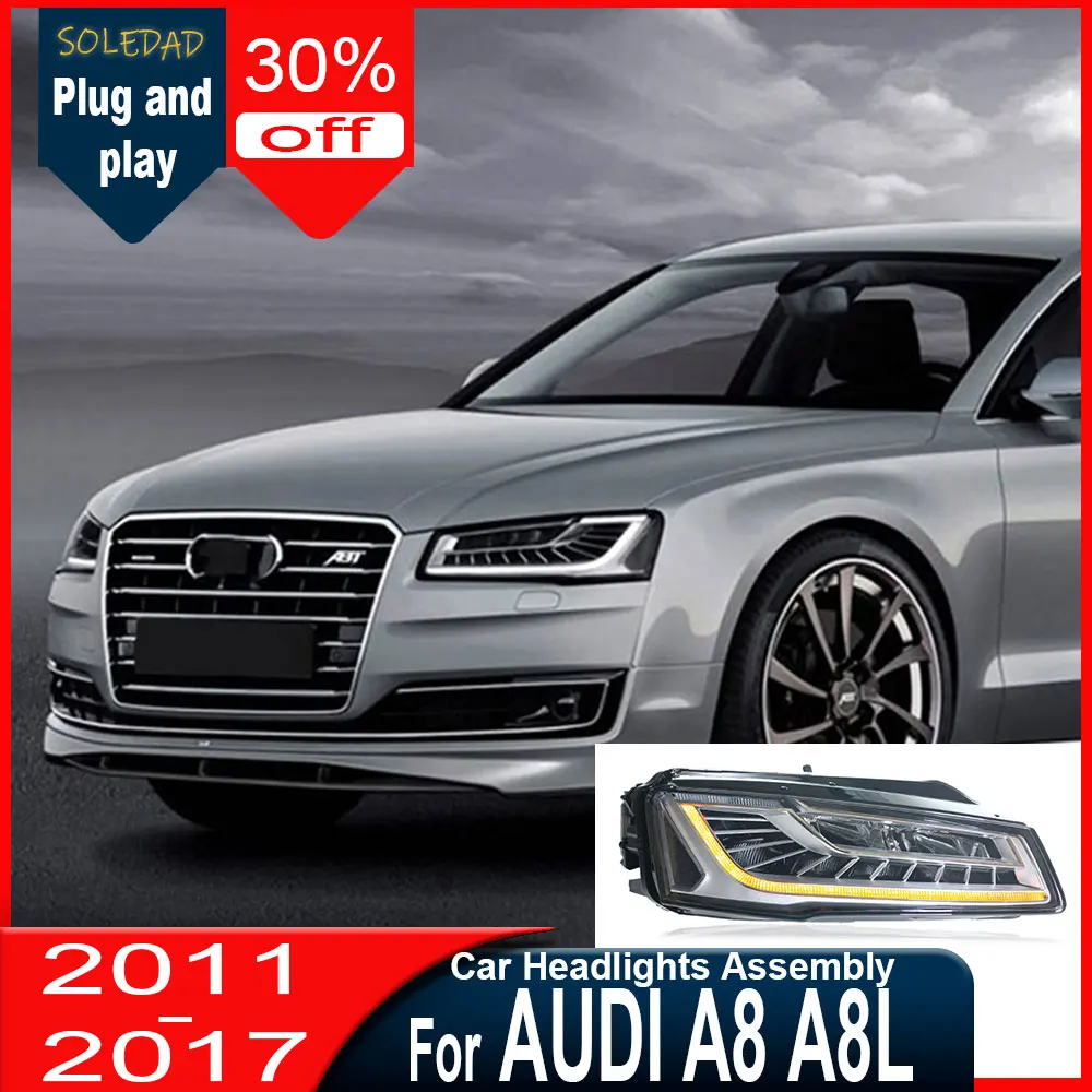 2PCS Car  Headlights For Audi A8 2012-2018 Headlight LED Projector head Lamp Daytime Running Light Automotive Accessories