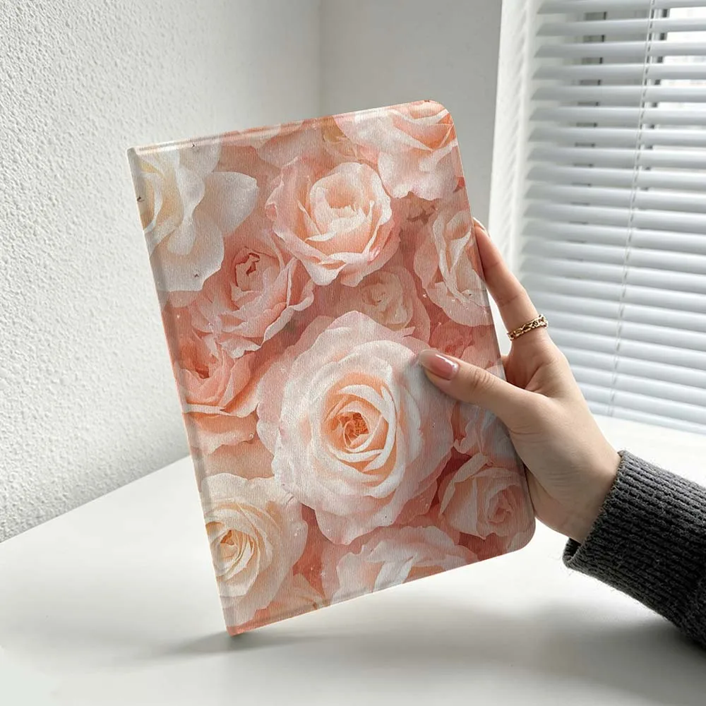 Pink Peony Flowers For iPad Pro Air mini 7 6 5 4 3 2 1 9gen M5 M4 11th 10th A17 Pro A16 Soft Inch Tablet Case Cover 6