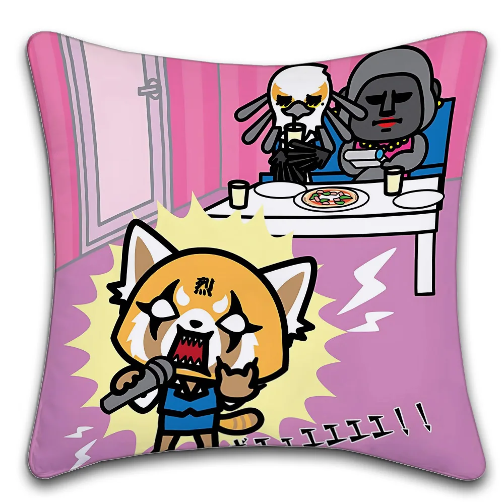 Sanrio Aggretsuko Decorative Room Aesthetics Pillow Case Home Decor Bedroom Sofa Bed Pillow Cover 45x45