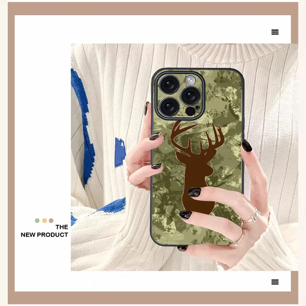 Deer Hunting Camo Phone Case For iPhone 16 15 14 13 12 11 PRO MAX PLUS Mini TPU Soft to Skin-friendly case