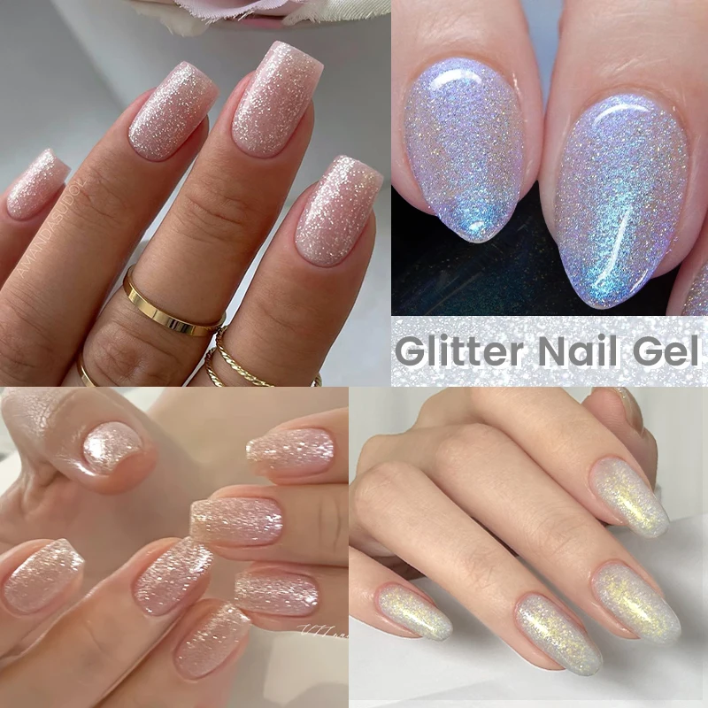 LILYCUTE 7ml Glitter Nail Gel Polish Shining Sequins Nail Art Varnish UV LED Soak off Supplies Construction Gel Varnish