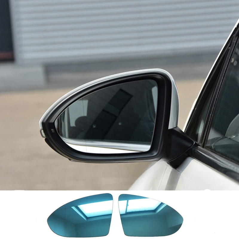 Side Mirror Glass For VW Golf 7 MK7 GTI R-line Touran 2016-2021 Jetta MK7 US Model 2019-2023 Heated Blue Rearview Mirror Lens
