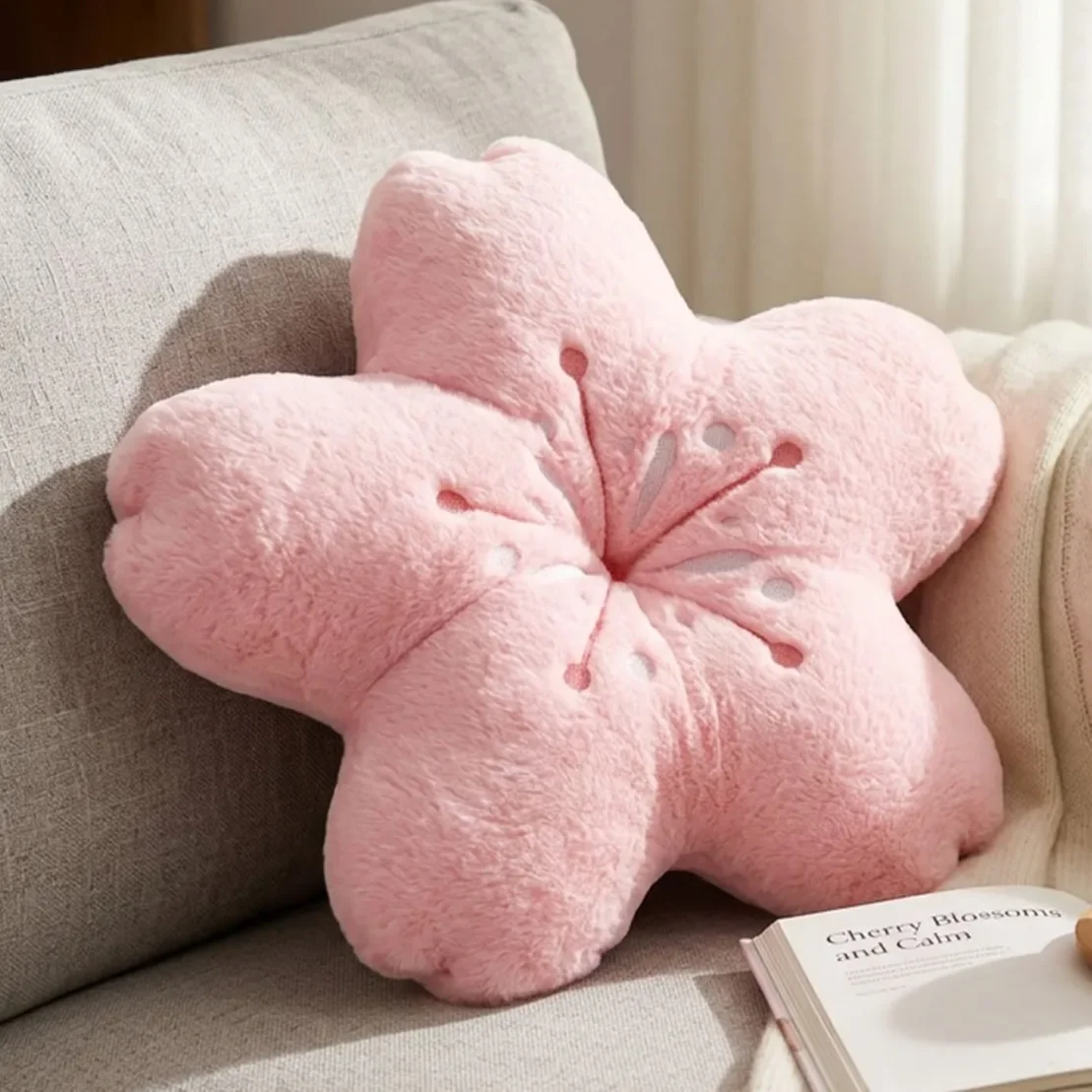 Cute Pink Cherry Petal Pillow Sakura Shape Sofa Chair Seat Cushion Car Office Bedroom Throw Pillow Plush Gift Girls Kids Pillow