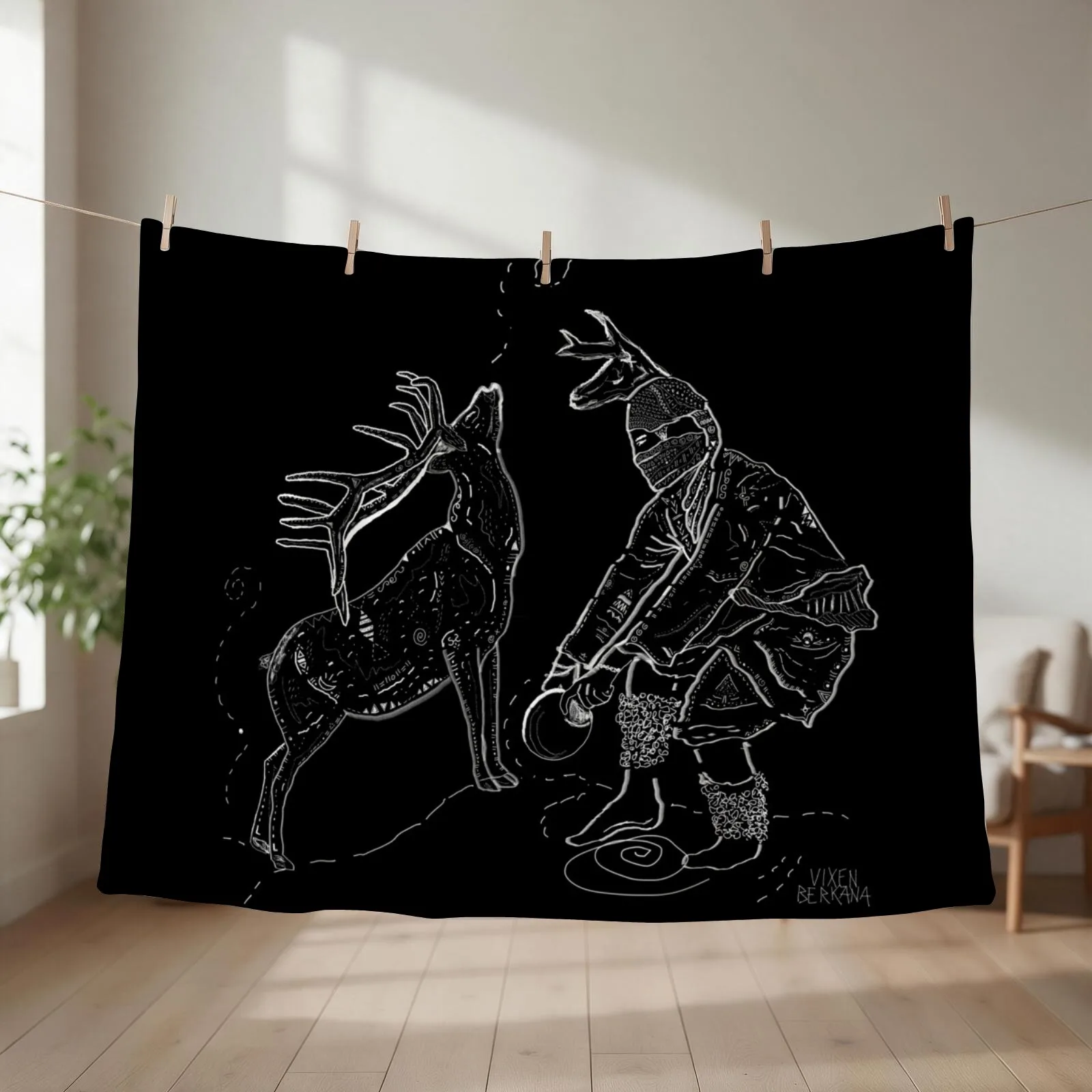 Yaqui Deer Dance Throw Blanket couch cozy soft plush fuzzy picnic outdoor blanket
