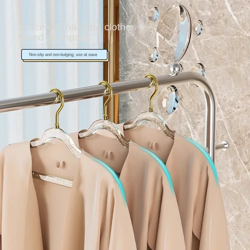 5/10pcs Traceless No-slip Clothes Hangers Glitter Powder Transparent Hanging Clothes Hanger Drying Rack Closet Clothes Support