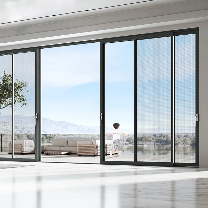 Luxseal Modern Design Double Glass Aluminum Sliding Doors for Villa Residential Thermal Break Waterproof Feature Sliding Door