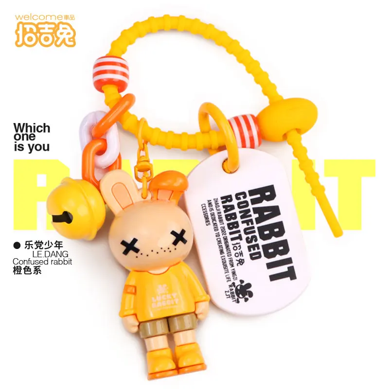 1 PCS Acrylic Lucky Rabbit Rope Keychain DIY Bag Pendant Car Key Ring Chain Holder Key Auto Trinket Keyring Decora Accessories