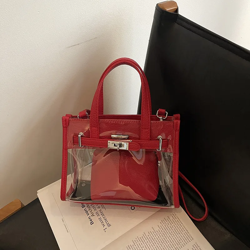 

2025 Trendy Jelly Tote Bag - See-Through Shoulder Purse for Women, Summer Clear Crossbody Bag with Adjustable Strap