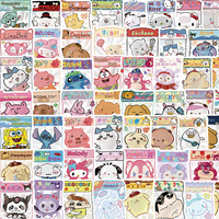 60Pcs Mixed Disney Sanrio Kawai Stitch Stickers Hello Kitty Phone Laptop Diary Graffiti Waterproof Sticker Decals Kids Toy