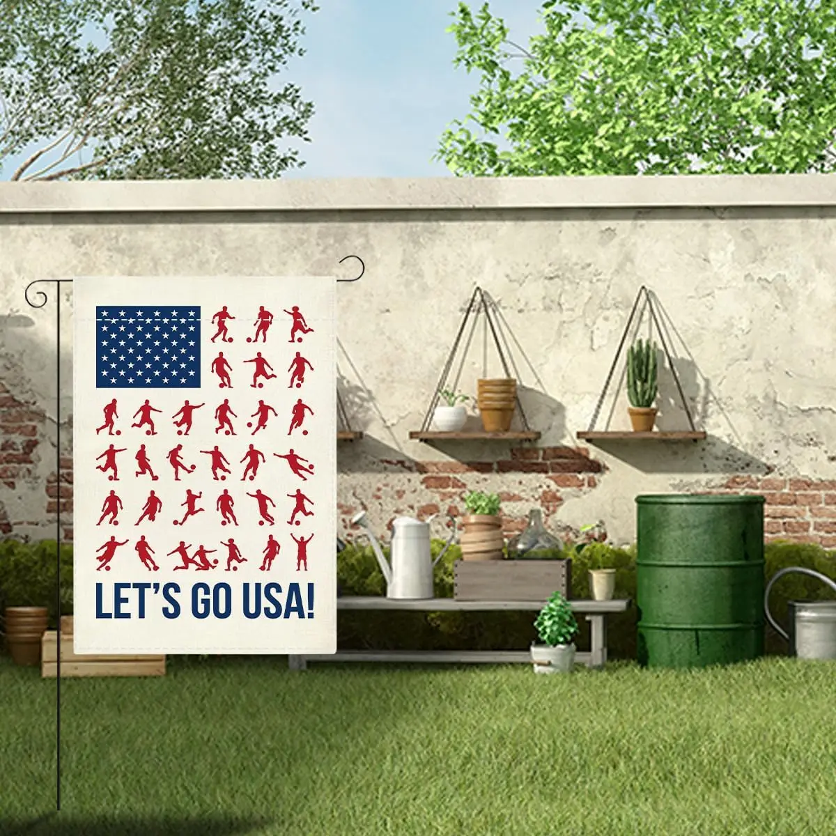 World Soccer Cup USA Garden Flag Soccer Themed Gifts for American Football Fan Lovers Lets Go USA Small Double Sided Burlap jjp