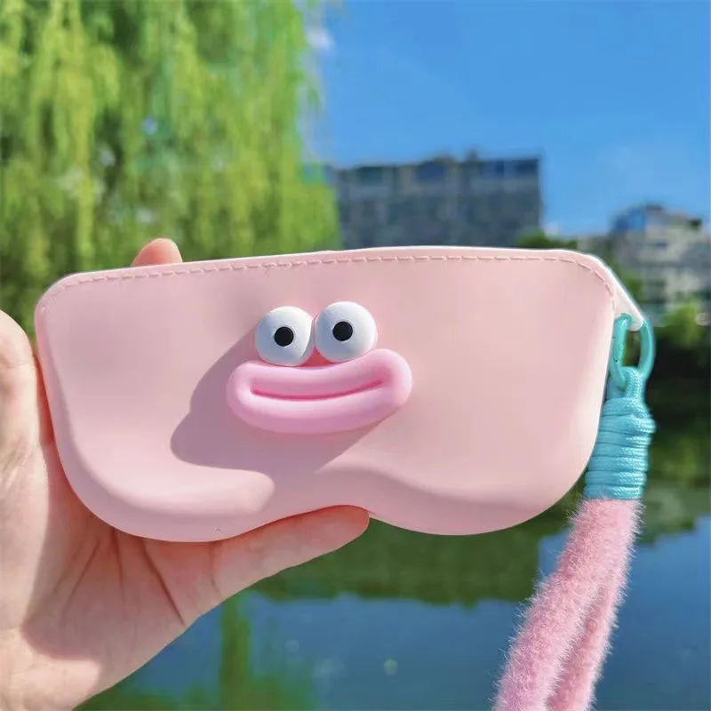 Portable Waterproof Drop-Resistant Silicone Glasses Case Easy to Store Equipped with Hanging Handle Suitable for Travel Gift B2
