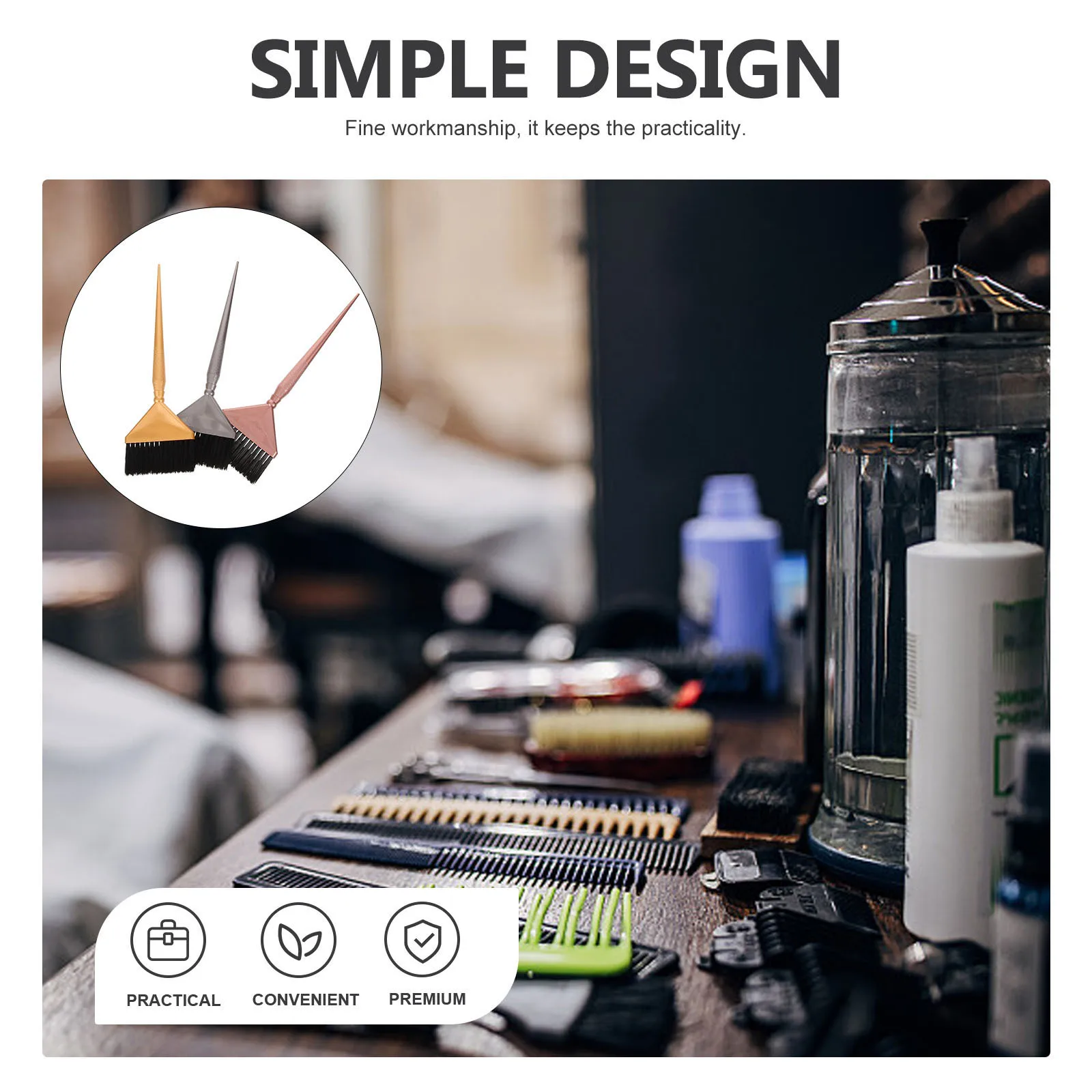 

3Pcs Hair Dyeing Brushes Fine Workmanship Practical Texture Equally Distributed Hairs Stylist Must Haves Hair Coloring Brush