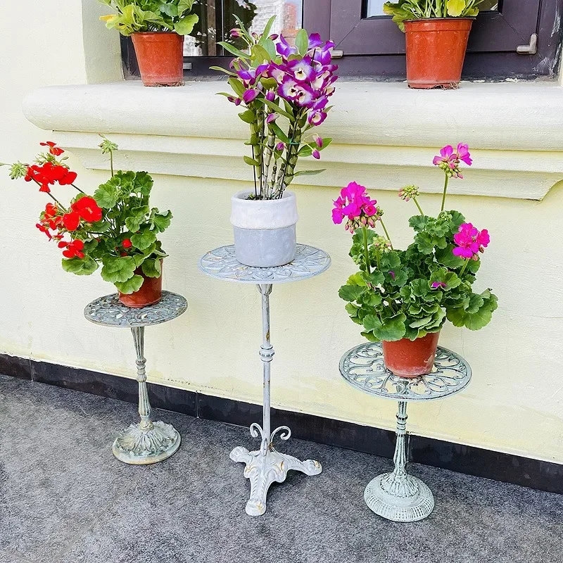 American rural retro cast iron floor-to-ceiling small flower stand balcony garden courtyard indoor and outdoor flower tray flowe