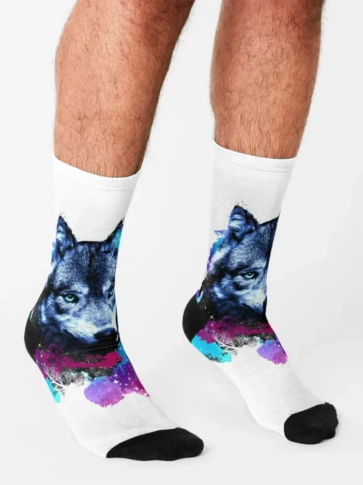 Galaxy Wolf Socks FASHION essential Run retro Men's Socks Luxury Women's