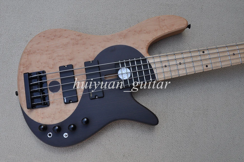 Flyoung Special Custom 5 Strings Tai Ji Active Electric Bass Guitar with Maple Fretboard Bird Eye Neck