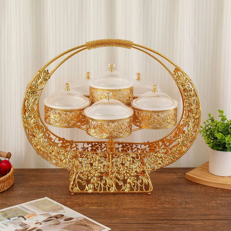 Cover dried fruit plate European light luxury six-layer division grid Spring Festival candy box dim sum snack plate