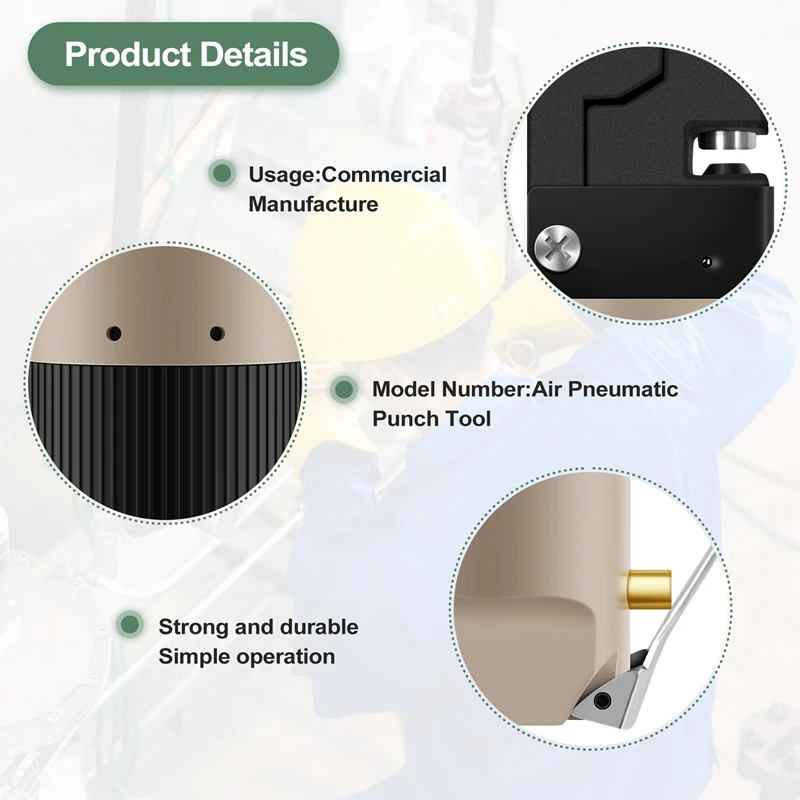 ABGG-1Pc أداة تخريم هوائية تعمل بالهواء المضغوط سبائك الزنك أداة تخريم هوائية حافة واضعة لوحة التشفيه 5 مللي متر لكمة