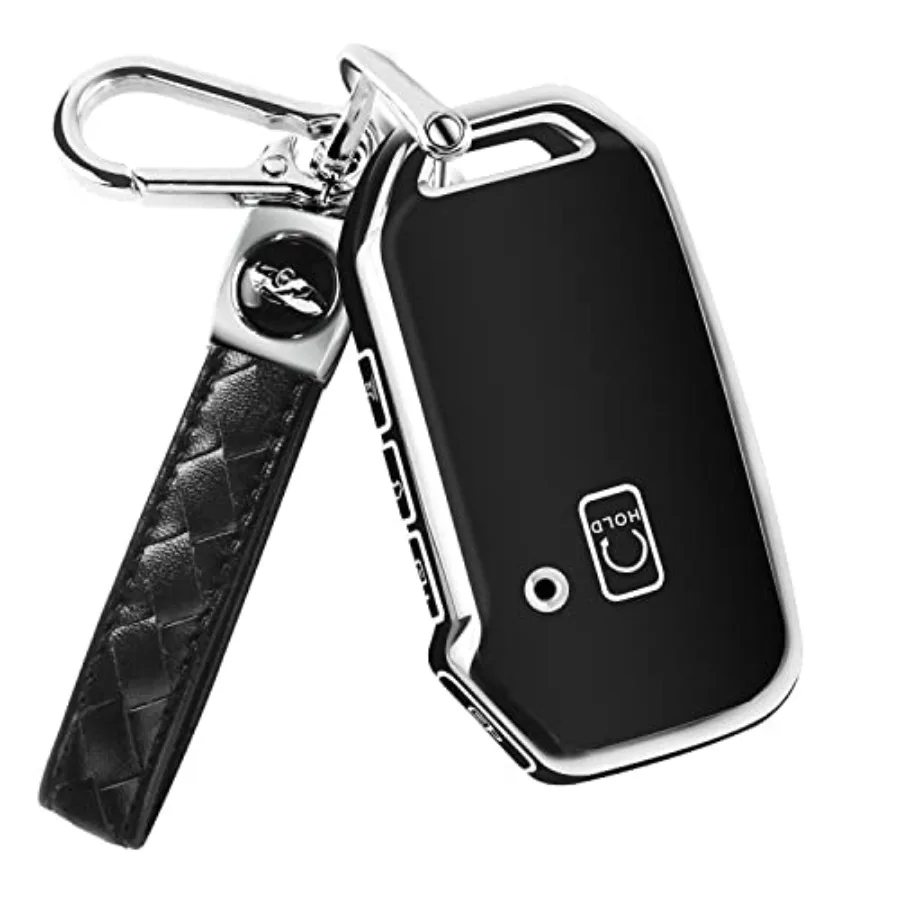 

for Kia Key Fob Cover, TPU Key Shell with Leather Keychain for Kia Sportage K5 Forte Seltos Sorento Soul Telluride