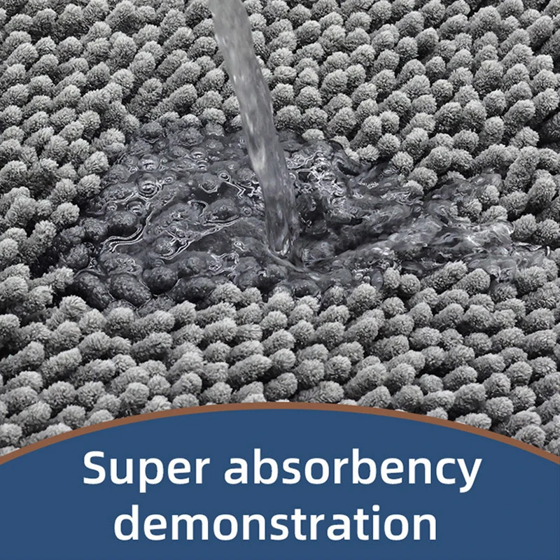 حصيرة حمام الشنيل لينة وماصة بساط للحمام عدم الانزلاق و سريع الجفاف سجادة الدش لـ الحمام المنزلي - آلة قابل للغسل #3