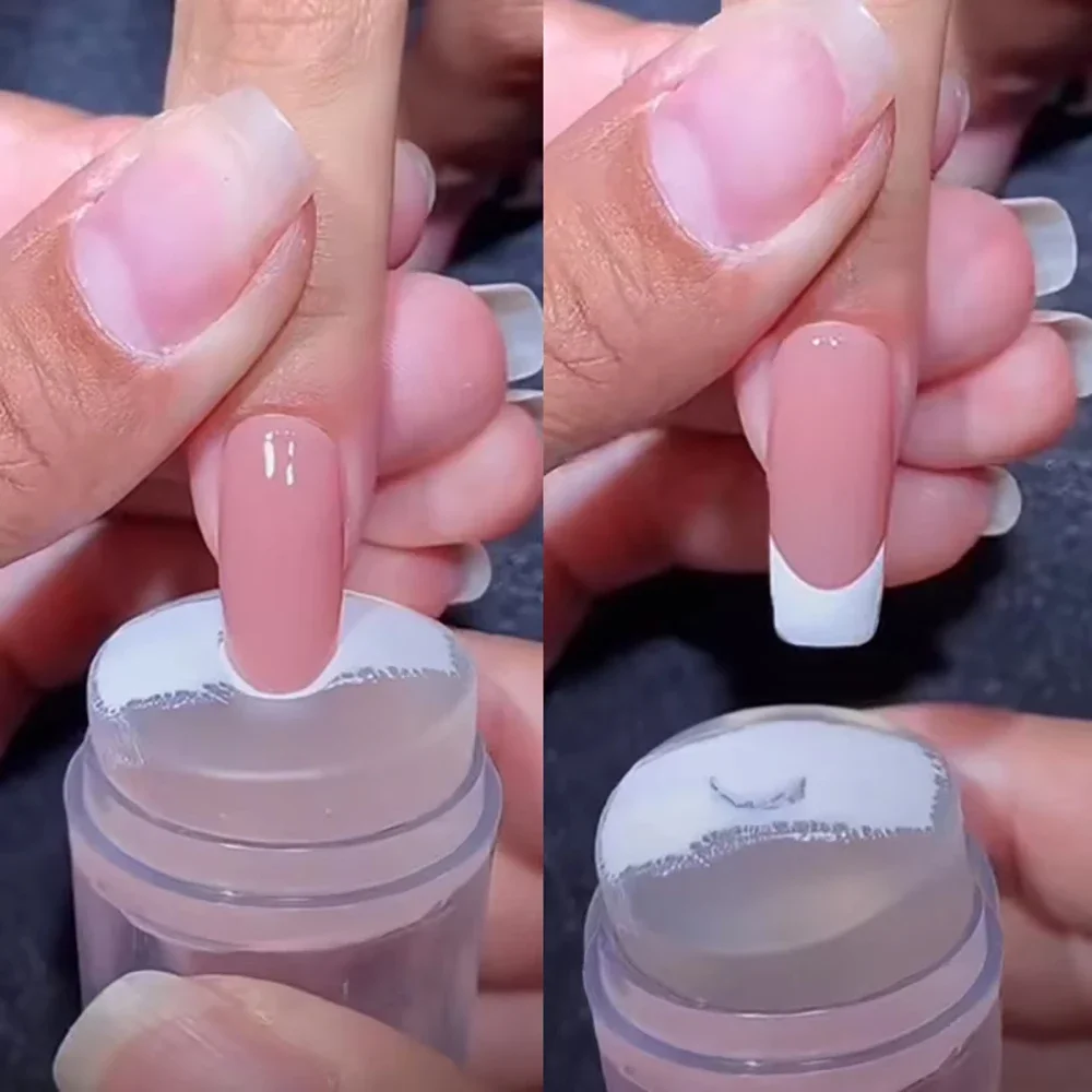 Tampon à ongles gelée Silicone impression vernis à ongles estampage pointe française modèle de tampon à ongles avec grattoir manucure pochoir outils ensemble