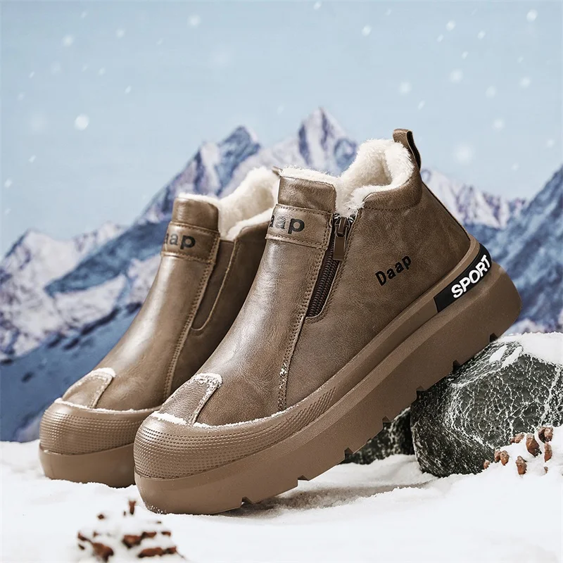 

Men’s 2025 Insulated Snow Boots, Faux Fur Lined & Anti-Skid, Perfect for Veterans Day & Skiing or Snowboarding
