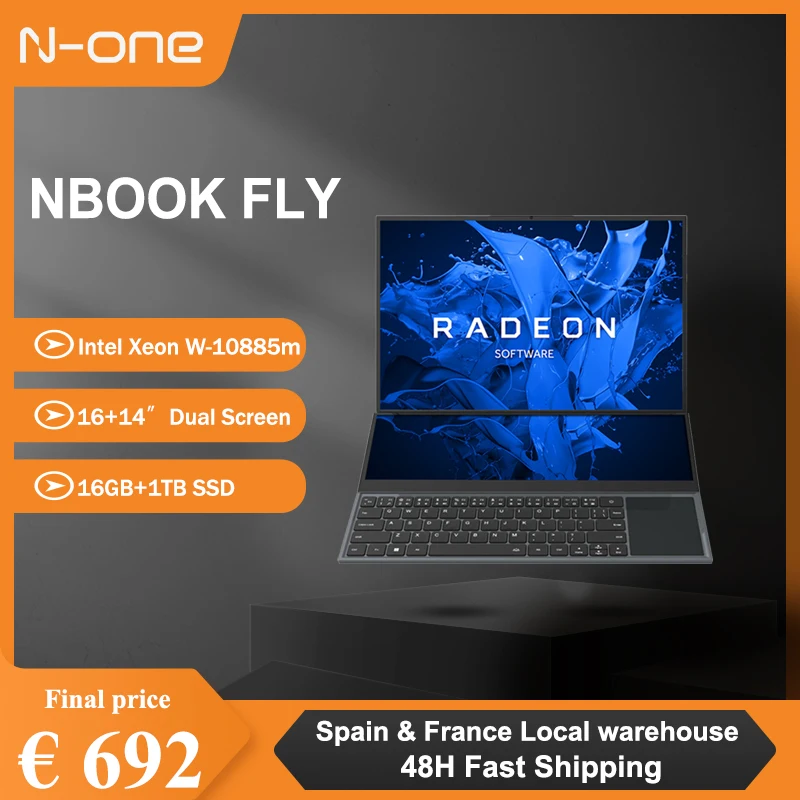 N-one-Nbook Fly Lapmedications, 16 Go + 1 To, Intel®Xeon, Xeon®W-10885m Windows 11 Pro Double Écran 16 en effet + 14 en effet Tactile Sous Bureau Étude Ordinateur