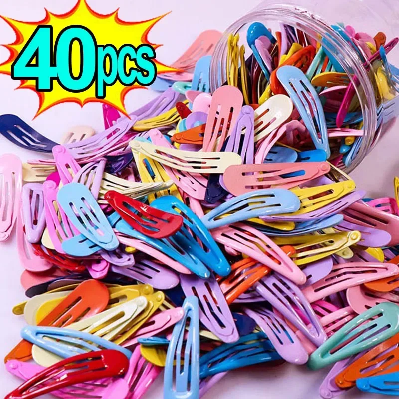 10-40pcs Korean Style Girls Hair Accessories Cartoon Hairclip Candy Color Flower Hairclips Barrette Hairpins  Clips for Kids