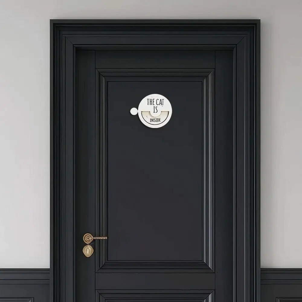 Practical Wood Cat Door Sign Round Cute Pet Outside Reminder Decoration Magnet Clean Dirty Sign Indicator Family